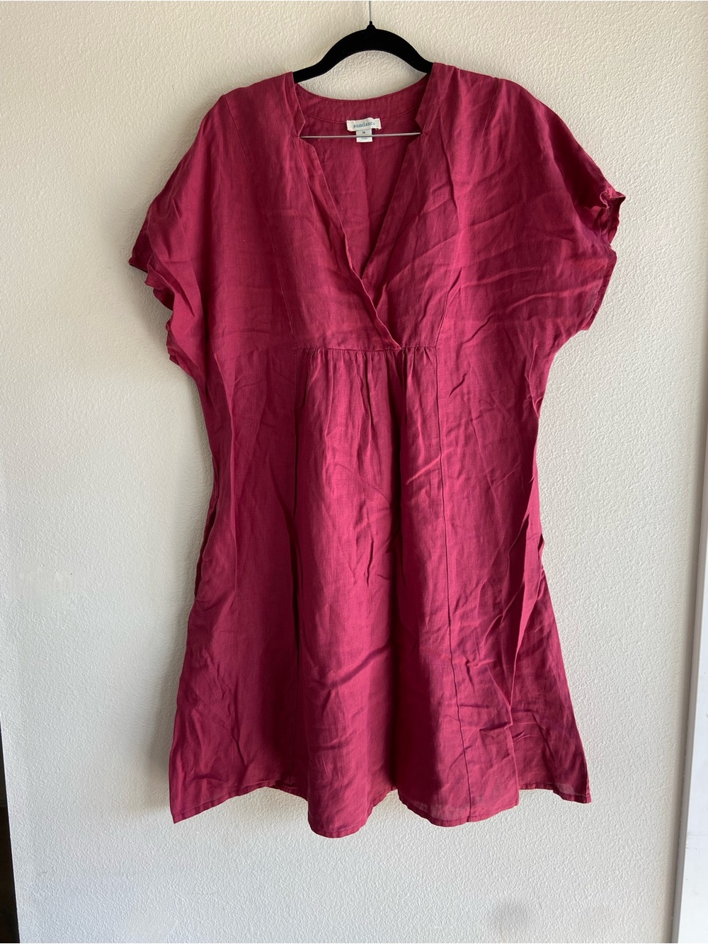 Sundance "Dawn to Dusk" Linen V-Neck Shift Dress medium 100% linen